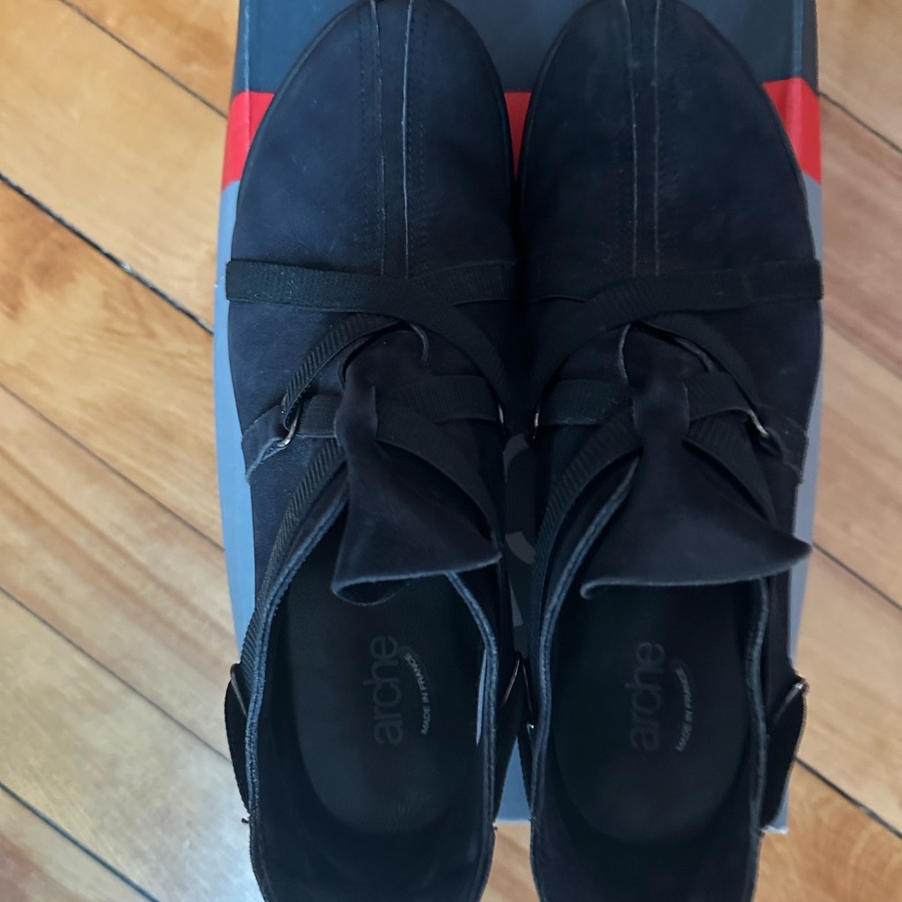 Arche women shoes black nubuck leather 9 US 7 EU made in France